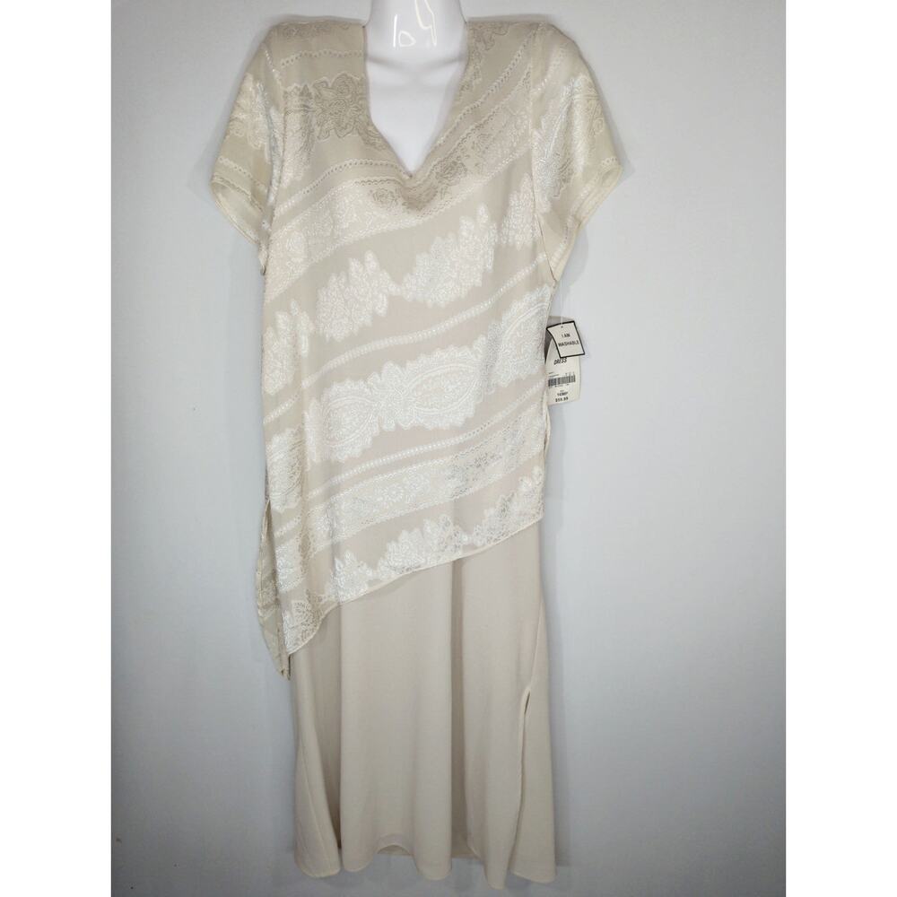 Megan‎ Lee Textured Stripe Asymmetrical Convertible Maxi Dress Women's 16P NWT